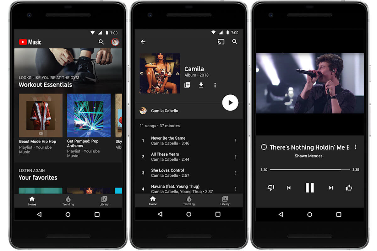 Tampilan aplikasi YouTube Music jika dibuka dari smartphone.
